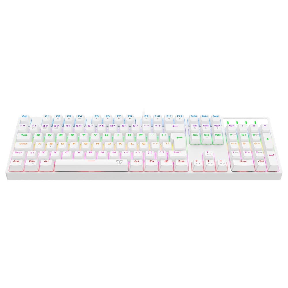Teclado Mecânico Gamer T-Dagger Rebel, RGB, Full Size, Switch Dust-proof Marrom, USB, ABNT2, Branco - T-TGK328W-BR - view 4