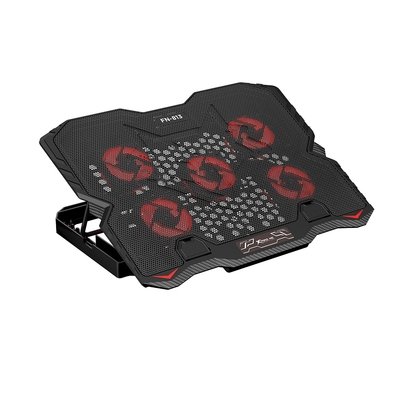 Base com Cooler para Notebook Xtrike Me, com 5 Fans, até 15.6", 2x USB, com Apoio para Celular, LED, Preto - FN-813