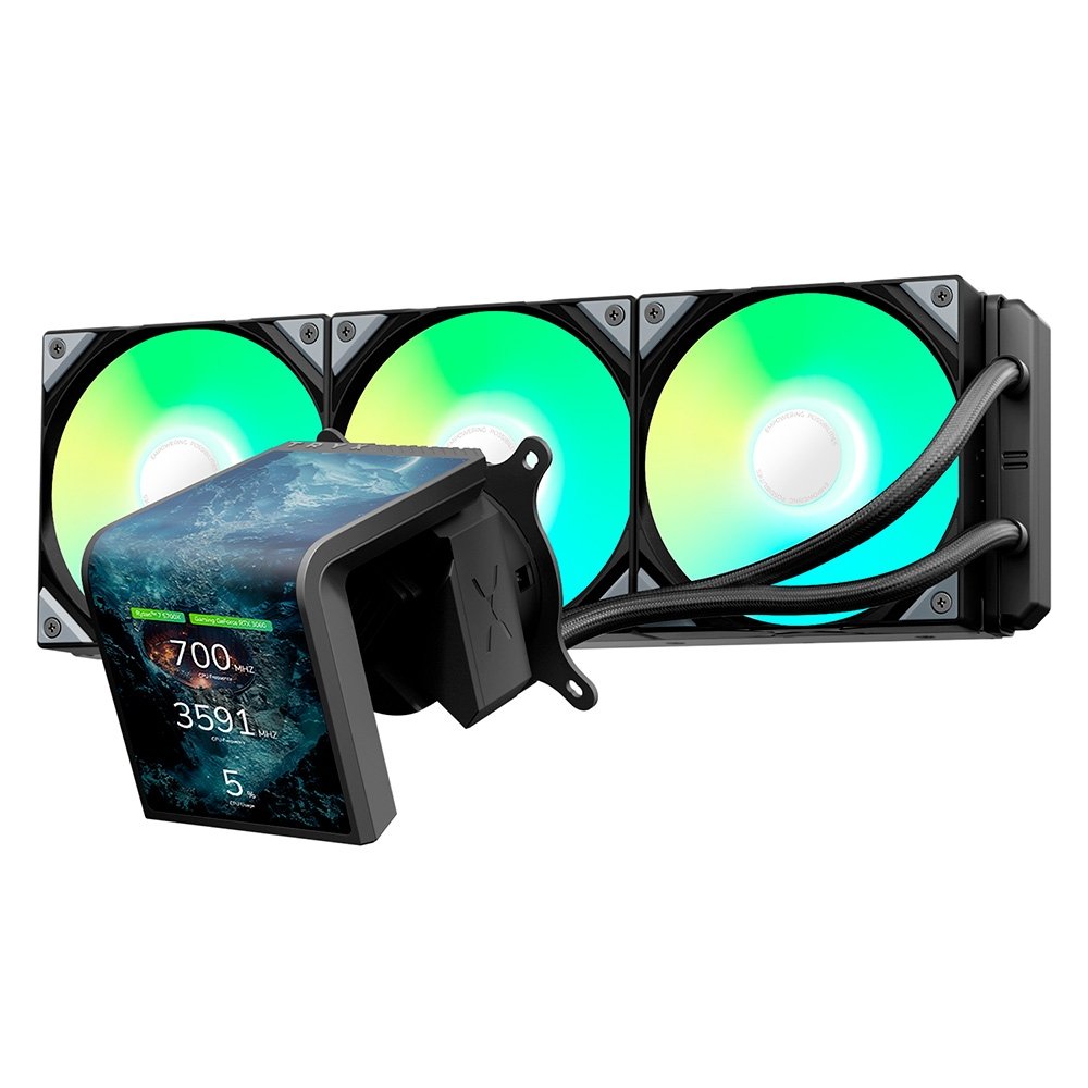 Water Cooler Tryx PANORAMA 360mm, com tela AMOLED, AMD e Intel, Preto - L-P360L-AM3M-G0K Water Cooler Tryx PANORAMA 360mm, com tela AMOLED, AMD e Intel, Preto - L-P360L-AM3M-G0K