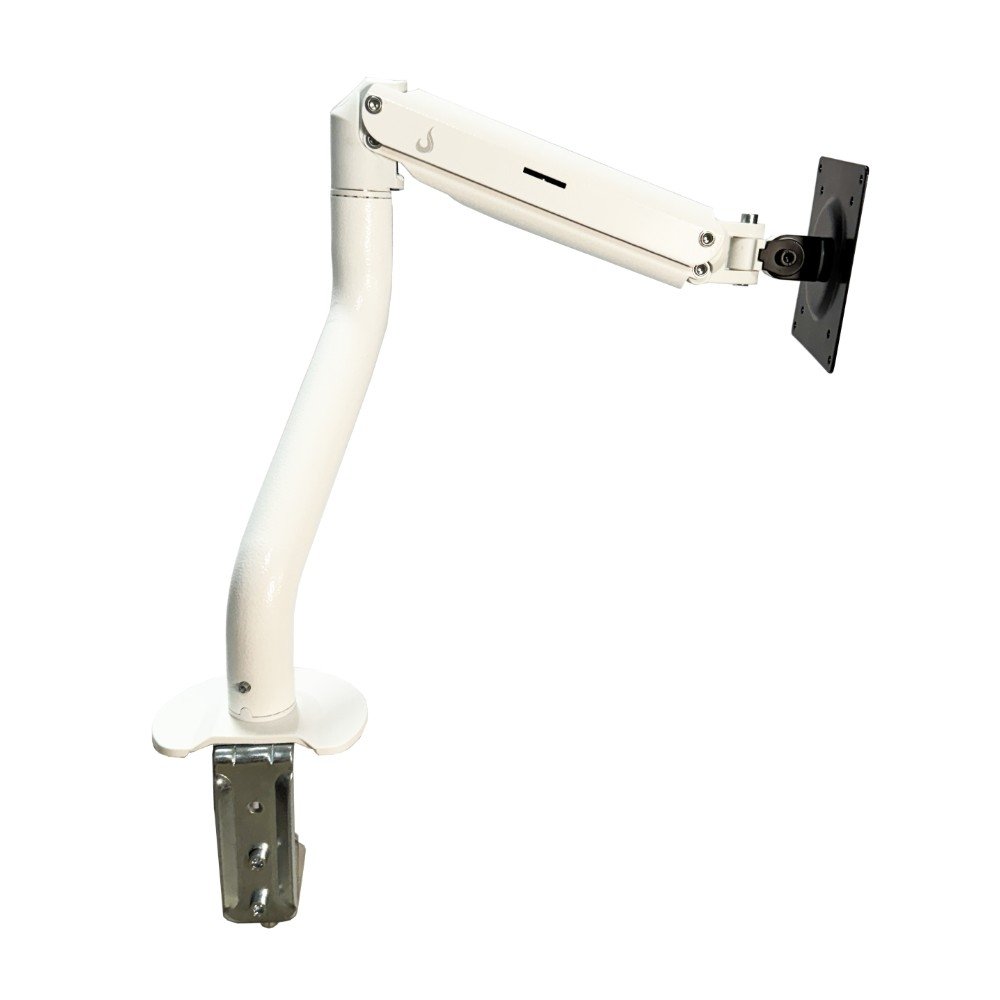 Suporte de Mesa Articulado para Monitor de 15" a 34" Iron Lift Rise Mode, Ajuste de altura, Pistão a Gás, Vesa, Branco - RM-IL-01-W Suporte de Mesa Articulado para Monitor de 15" a 34" Iron Lift Rise Mode, Ajuste de altura, Pistão a Gás, Vesa, Branco - RM-IL-01-W