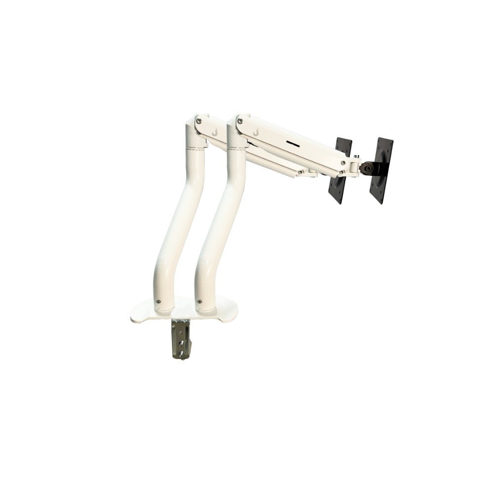 Imagem 4 de 7 do produto Suporte de Mesa Articulado para 2 Monitores de 15" a 34" Dual Iron Lift Rise Mode, Ajuste de altura, Pistão a Gás, Branco - RM-IL-02-W