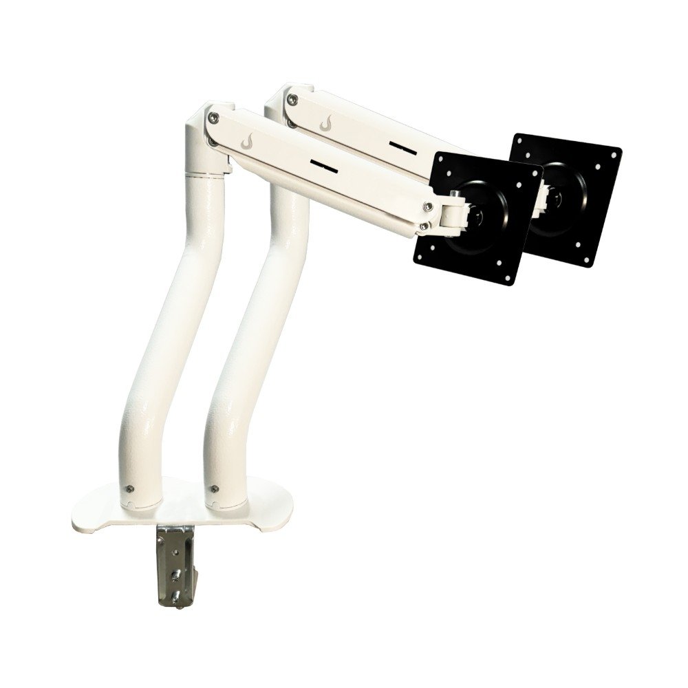 Imagem 3 de 7 do produto Suporte de Mesa Articulado para 2 Monitores de 15" a 34" Dual Iron Lift Rise Mode, Ajuste de altura, Pistão a Gás, Branco - RM-IL-02-W