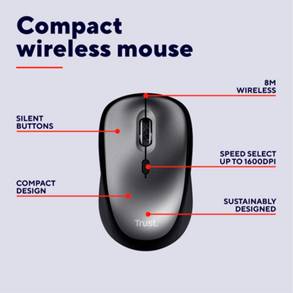 Mouse Sem Fio ( Balão.info) Yvi+, Silencioso, 1600 DPI, Recetor USB, Preto - ( Balão.info - foto 2