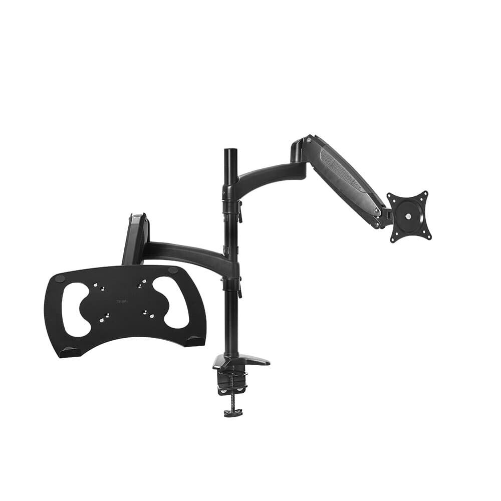 Suporte para Monitor e Laptop Até 32 Trust, Braço Duplo, Ergonômico, Preto - 25337