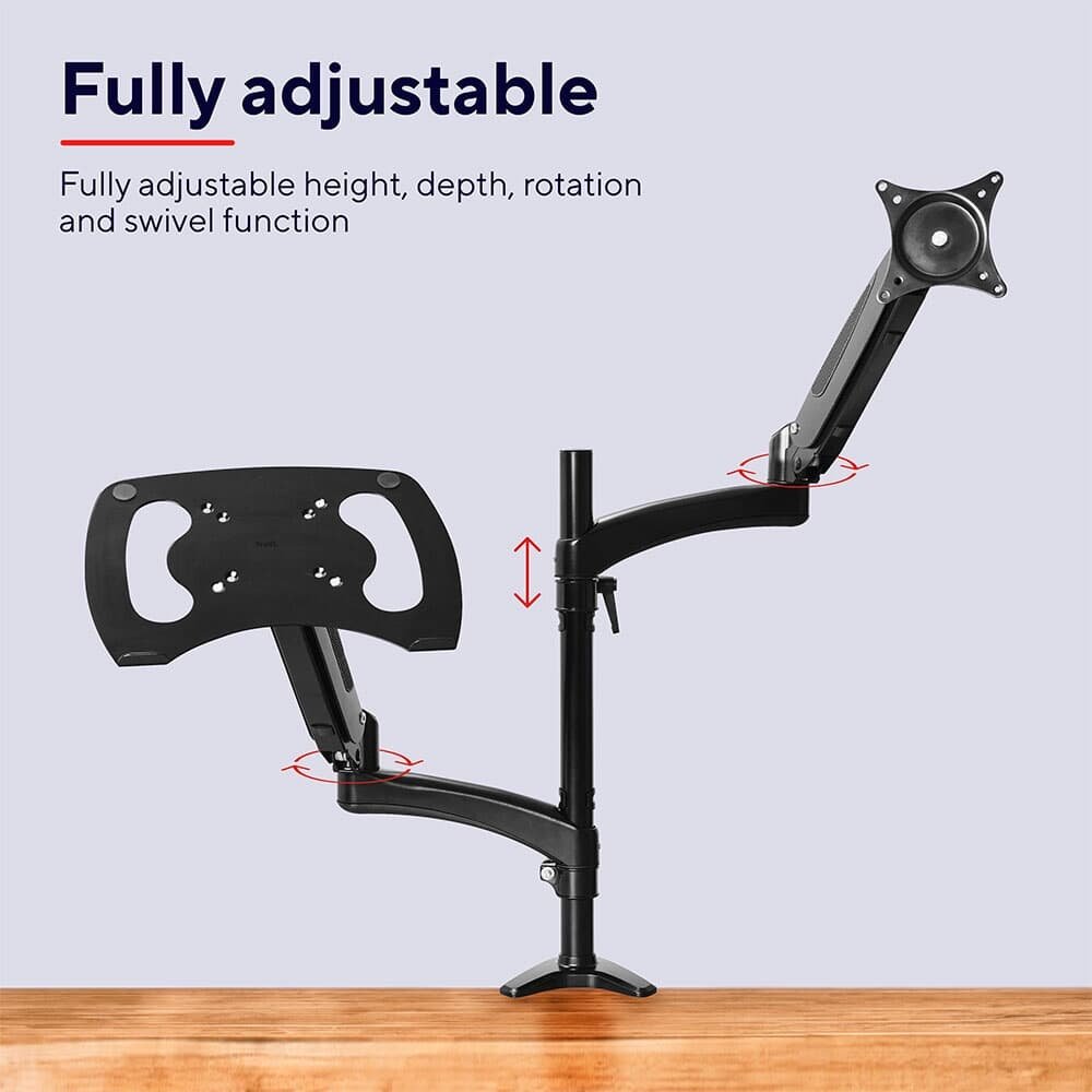 Imagem 8 de 10 do produto Suporte para Monitor e Laptop Até 32" Trust, Braço Duplo, Ergonômico, Preto - 25337