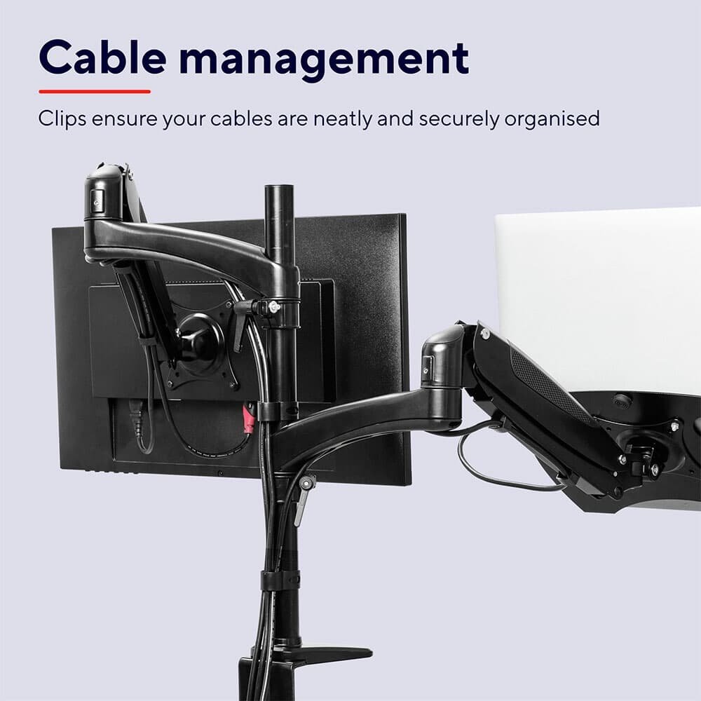 Imagem 7 de 10 do produto Suporte para Monitor e Laptop Até 32" Trust, Braço Duplo, Ergonômico, Preto - 25337