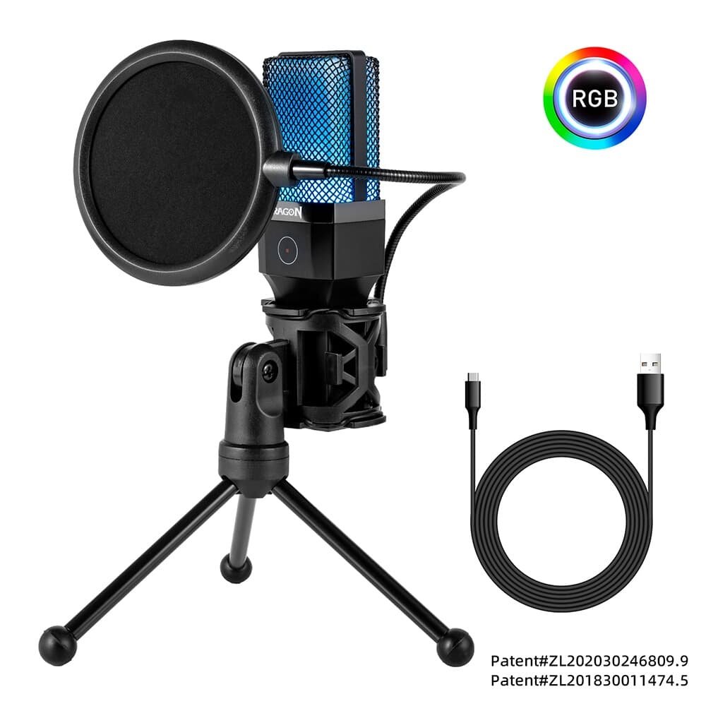 Microfone Gamer Redragon Adne, RGB, Condensador, Cardióide, USB Tipo-C, Preto - GM212 - view 4