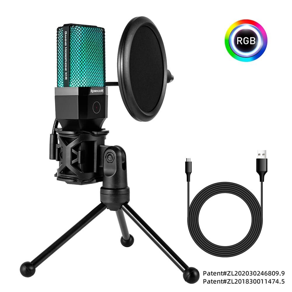 Microfone Gamer Redragon Adne, RGB, Condensador, Cardióide, USB Tipo-C, Preto - GM212 - view 5