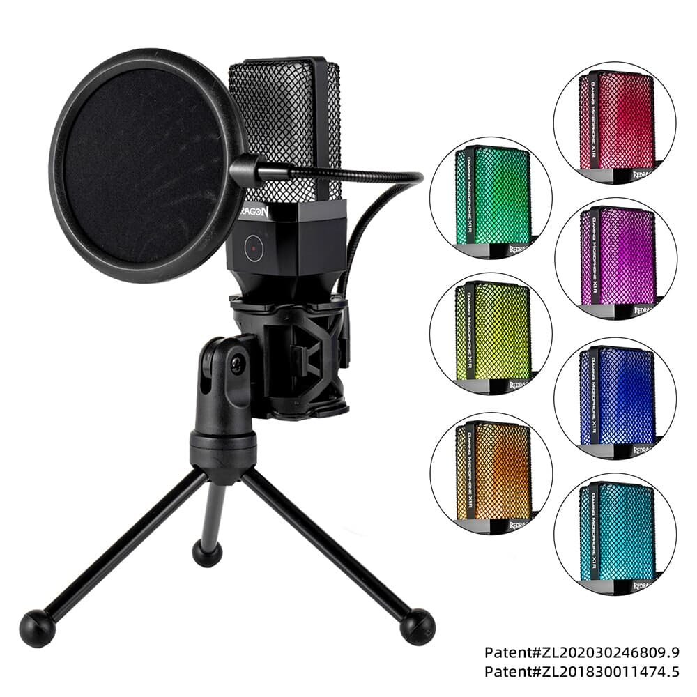 Microfone Gamer Redragon Adne, RGB, Condensador, Cardióide, USB Tipo-C, Preto - GM212 - view 6