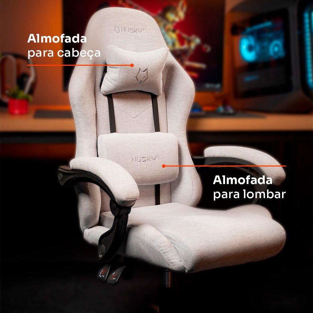 Cadeira Gamer Balão.info Storm 100, Até 120kg, Almofadas, Reclinável 135º, Tecido, Cinza - HCG100CZT - view 3