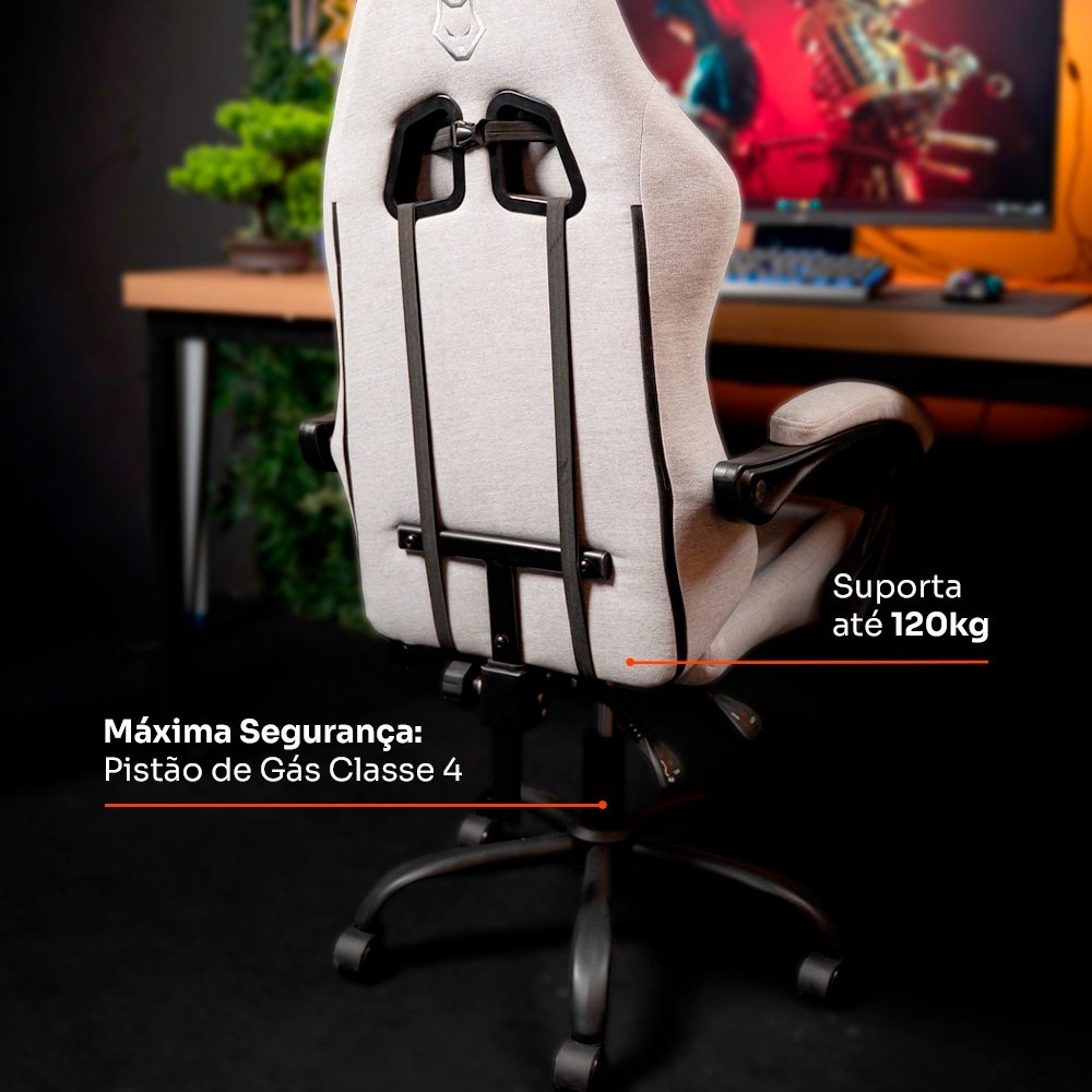 Cadeira Gamer Balão.info Storm 100, Até 120kg, Almofadas, Reclinável 135º, Tecido, Cinza - HCG100CZT - view 8