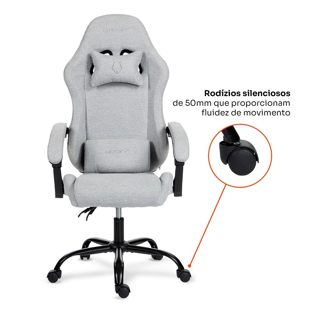 Cadeira Gamer Balão.info Storm 100, Até 120kg, Almofadas, Reclinável 135º, Tecido, Cinza - HCG100CZT - view 2
