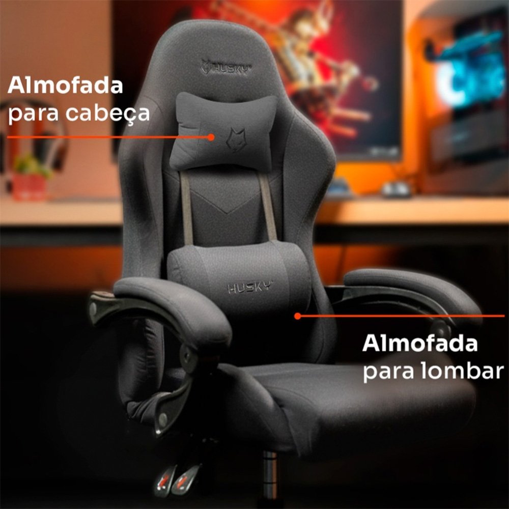 Cadeira Gamer Balão.info Storm 100, Até 120kg, Almofadas, Reclinável 135º, Tecido, Preta - HCG100PTT - view 2