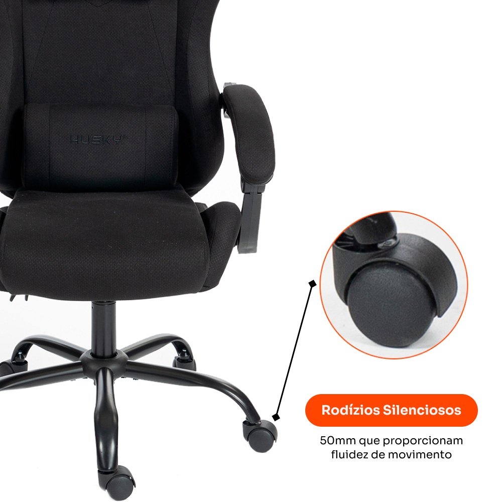 Cadeira Gamer Balão.info Storm 100, Até 120kg, Almofadas, Reclinável 135º, Tecido, Preta - HCG100PTT - view 8