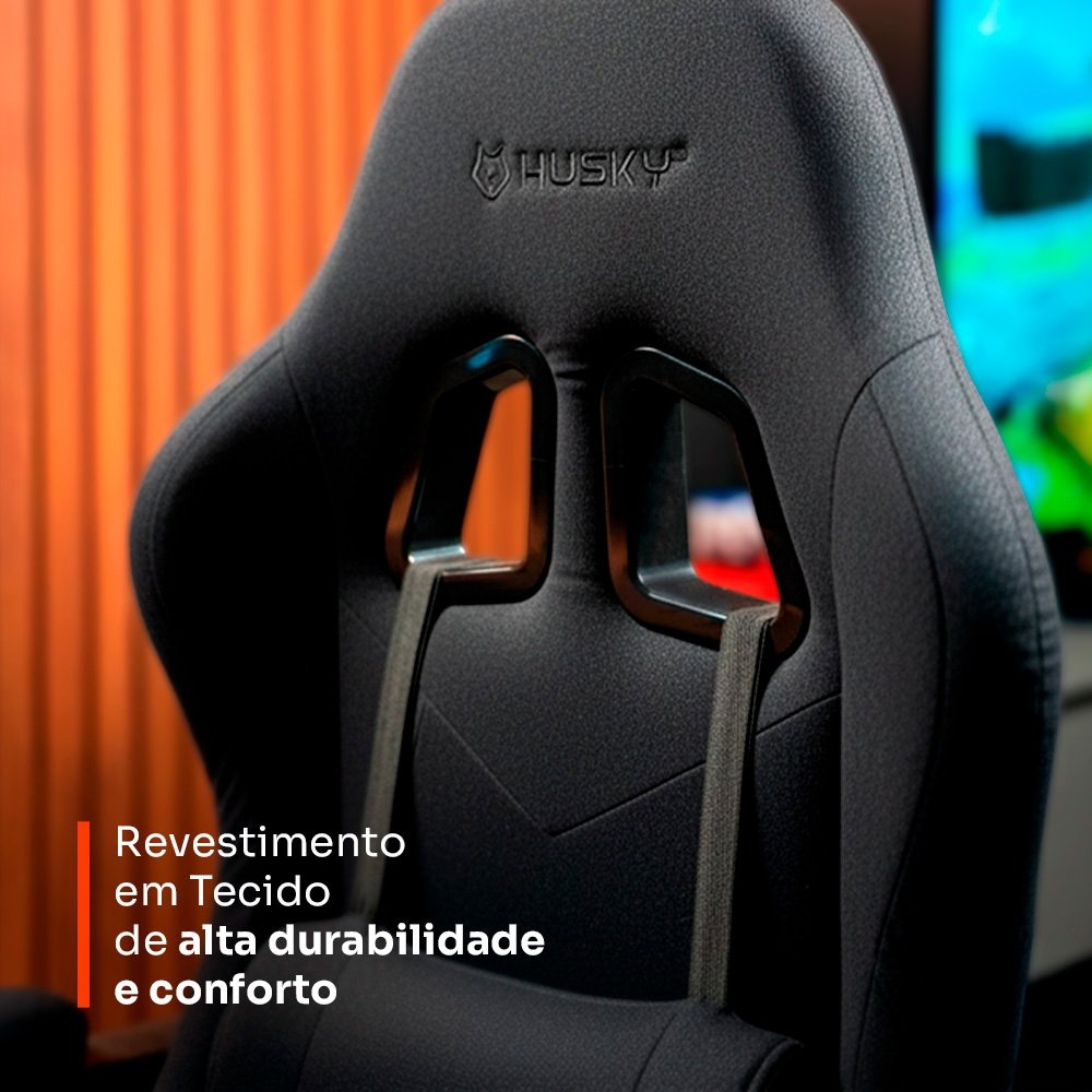 Cadeira Gamer Balão.info Storm 100, Até 120kg, Almofadas, Reclinável 135º, Tecido, Preta - HCG100PTT - view 3