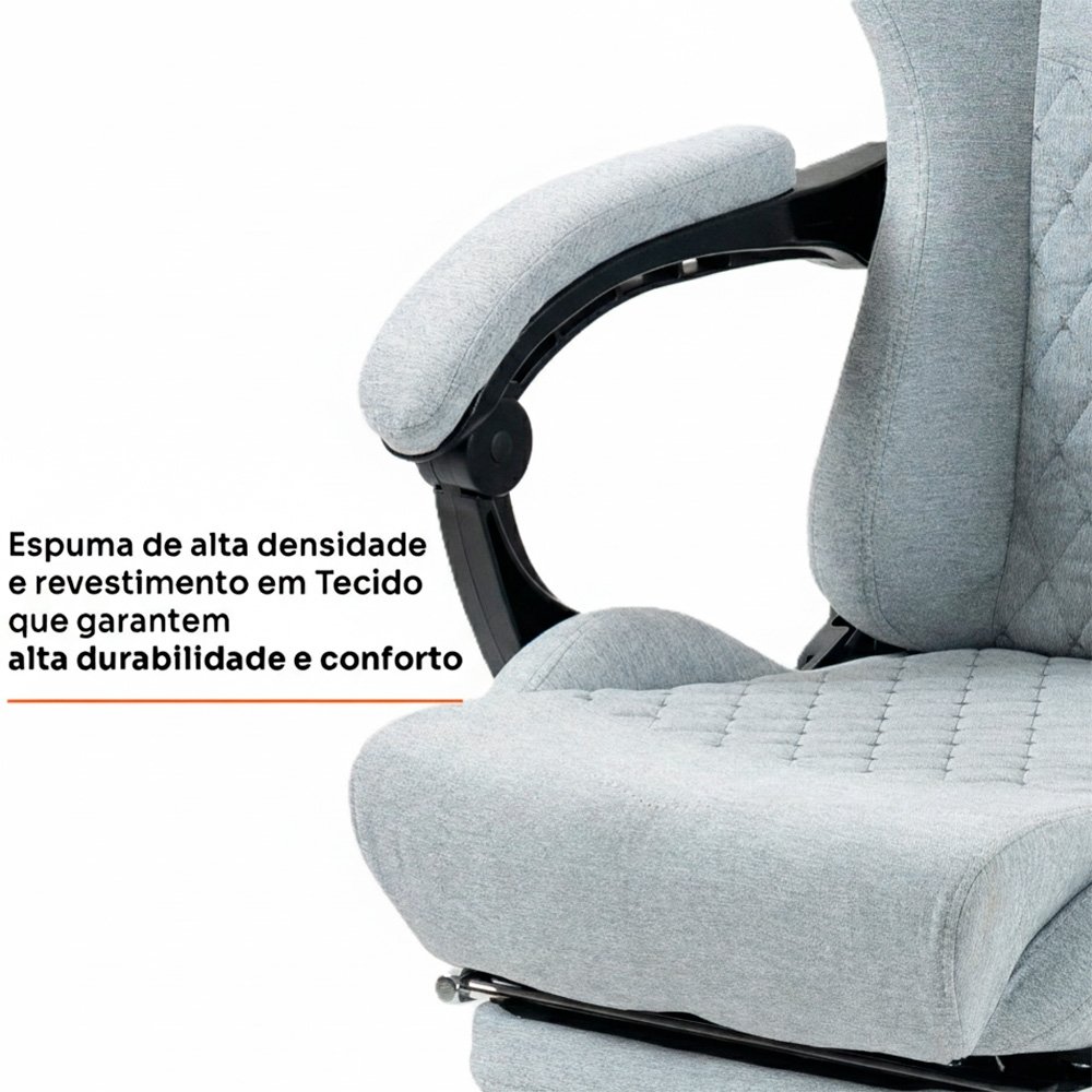 Cadeira Gamer ( Balão.info) Tempest 700, Até 145kg, Almofadas, Reclinável 150º, Tecido, Descanso para Pés, Cinza - ( Balão.info - foto 3