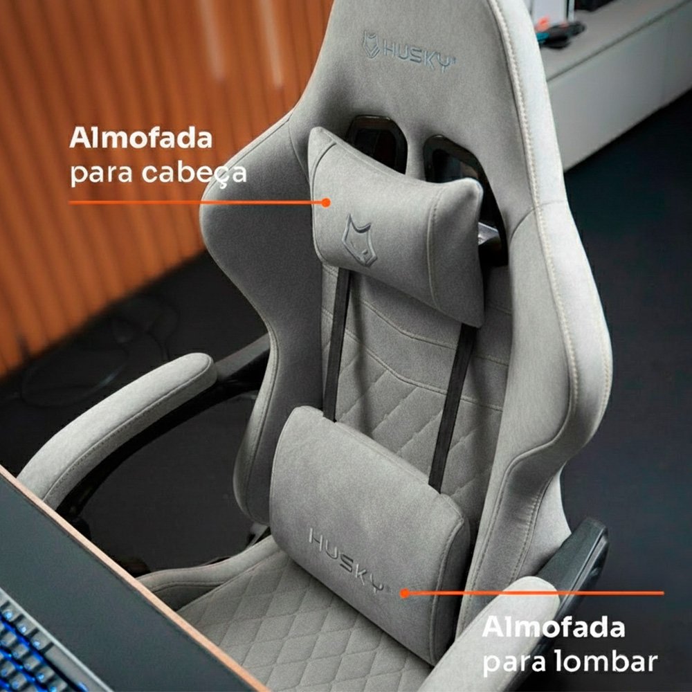 Cadeira Gamer ( Balão.info) Tempest 700, Até 145kg, Almofadas, Reclinável 150º, Tecido, Descanso para Pés, Cinza - ( Balão.info - foto 7