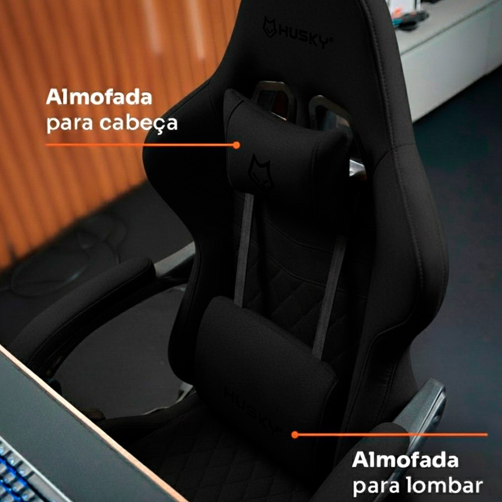 Cadeira Gamer Balão.info Tempest 700, Até 145kg, Almofadas, Reclinável 150º, Tecido, Descanso para Pés, Preta - HCG700PTT - view 7