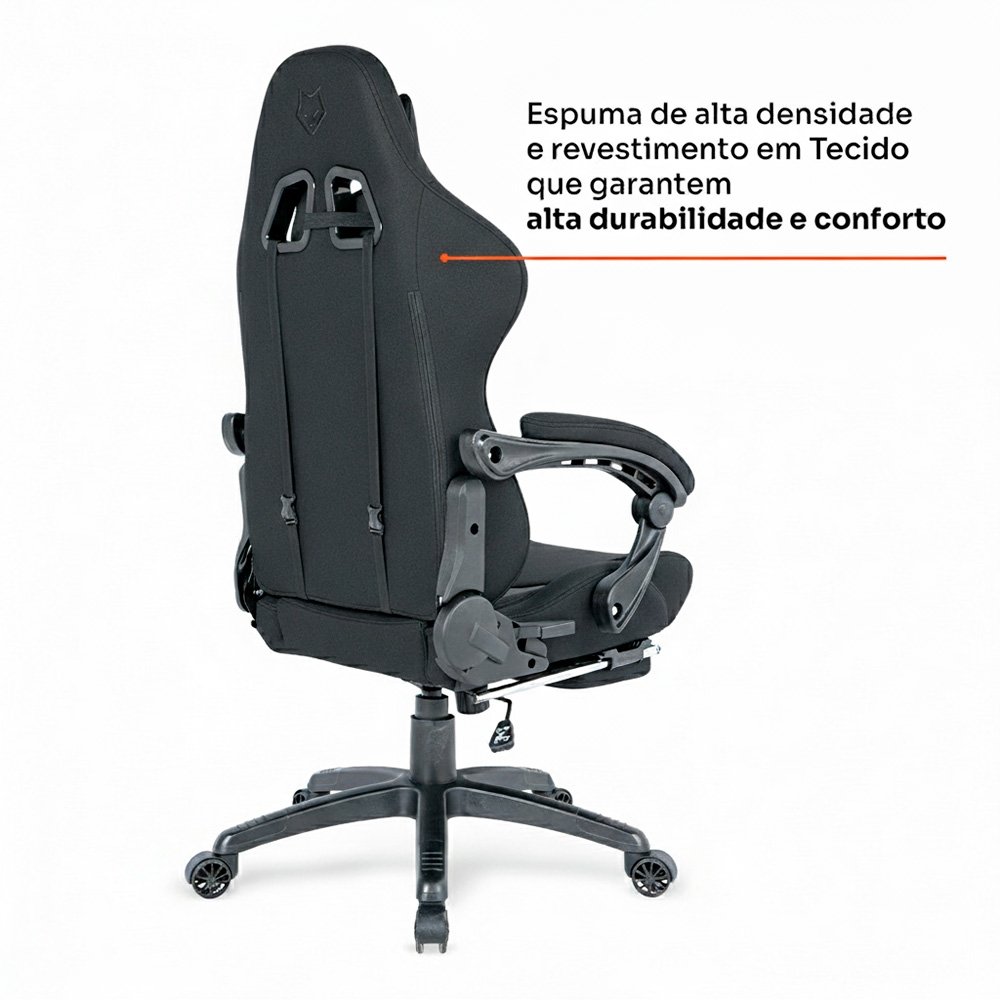 Cadeira Gamer Balão.info Tempest 700, Até 145kg, Almofadas, Reclinável 150º, Tecido, Descanso para Pés, Preta - HCG700PTT - view 2