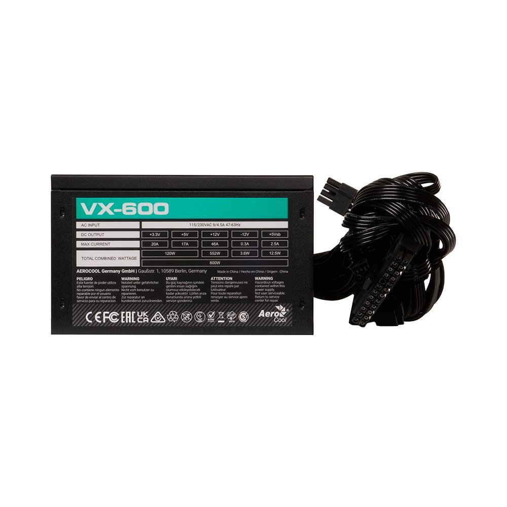 Fonte Gamer Fortrek Aerocool Stealth VX-600, 600W, ATX, Bivolt, Preto - 86370 - view 4