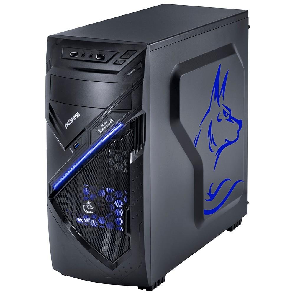 Imagem 10 de 12 do produto Gabinete Gamer PCYES mid-tower Chacal Azul com 2 fans LED Azul Lateral em acrílico – CHACALPTOAZ2FCA