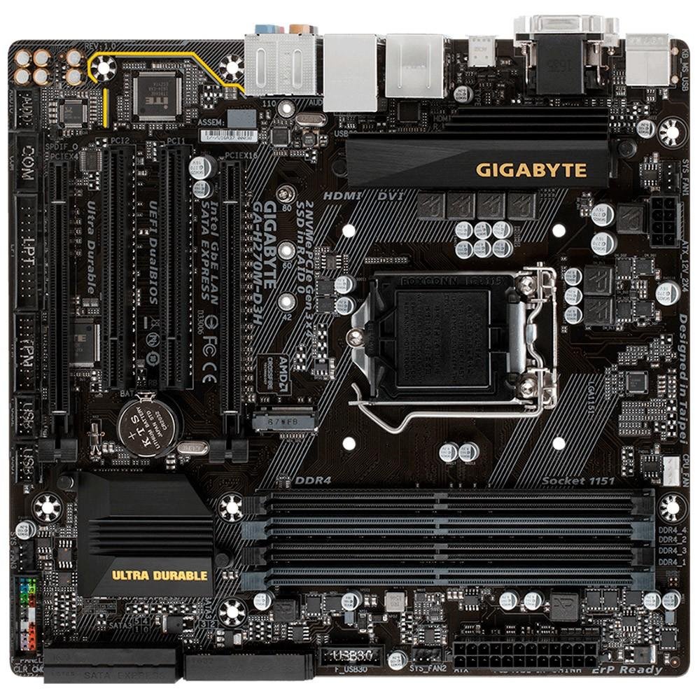 Imagem 5 de 5 do produto Placa-Mãe GIGABYTE p/ Intel LGA 1151 mATX GA-H270M-D3H DDR4