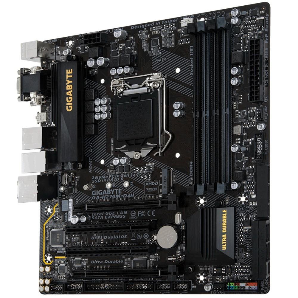 Imagem 3 de 5 do produto Placa-Mãe GIGABYTE p/ Intel LGA 1151 mATX GA-H270M-D3H DDR4