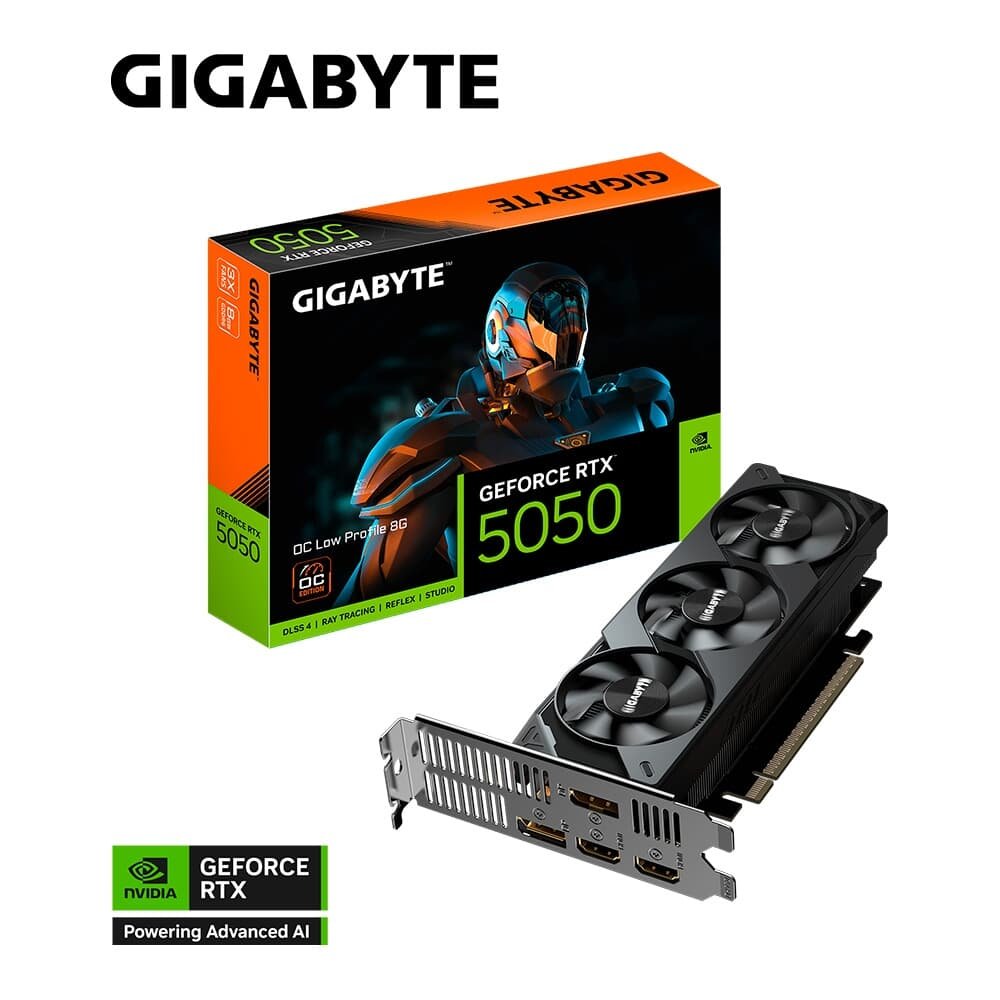 Placa de Vídeo RTX 5050 LOW PROFILE 8G - Gigabyte NVIDIA GeForce, 8GB GDDR6, 128bits, RGB,DLSS, Ray Tracing - GV-N5050OC-8GL