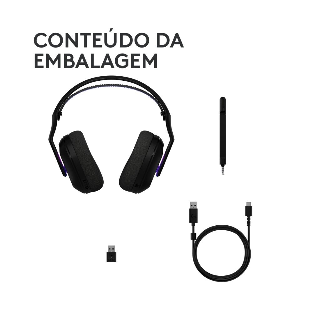 Headset Gamer Sem Fio ( Balão.info) G522 ( Balão.info) LIGHTSYNC, RGB, Conectividade Tripla ( Balão.info), Bluetooth e com Fio USB, Preto - 981-( Balão.info - foto 9