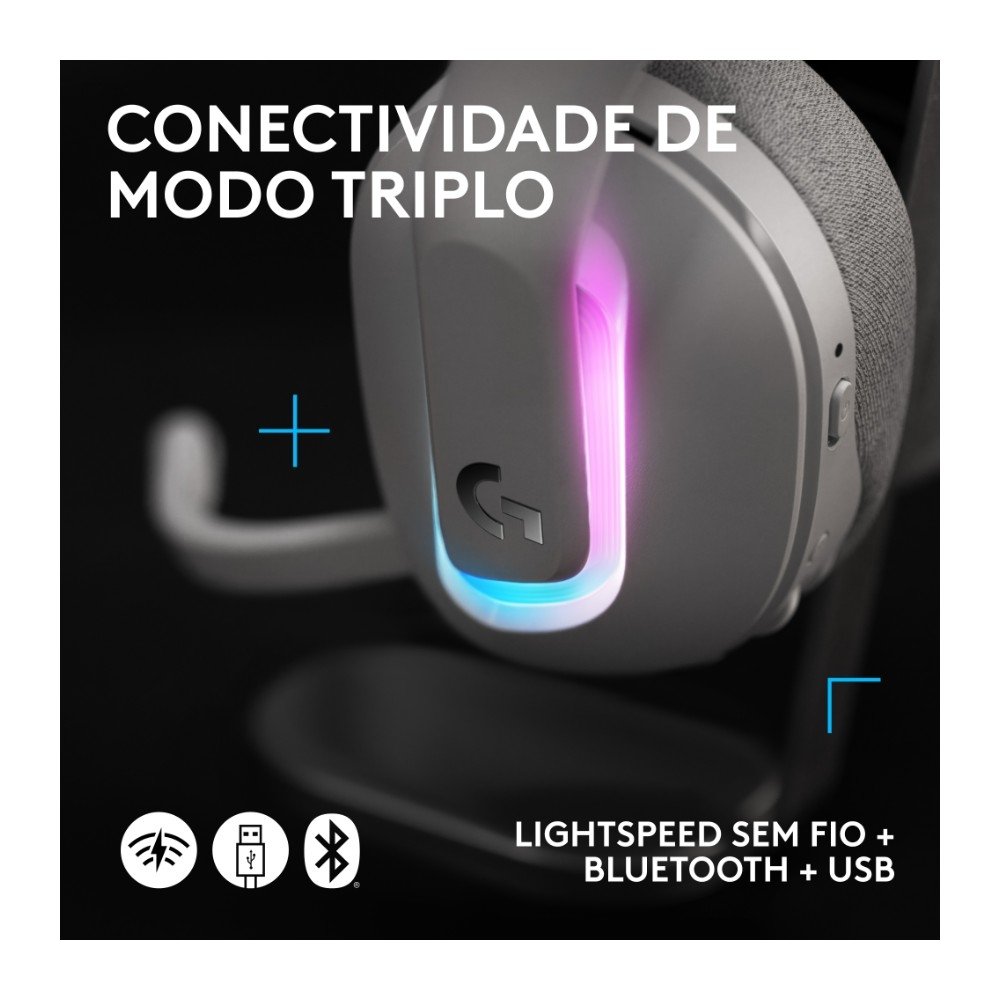Headset Gamer Sem Fio ( Balão.info) G522 ( Balão.info) LIGHTSYNC, RGB, Conectividade Tripla ( Balão.info), Bluetooth e com Fio USB, Branco - 981-( Balão.info - foto 5