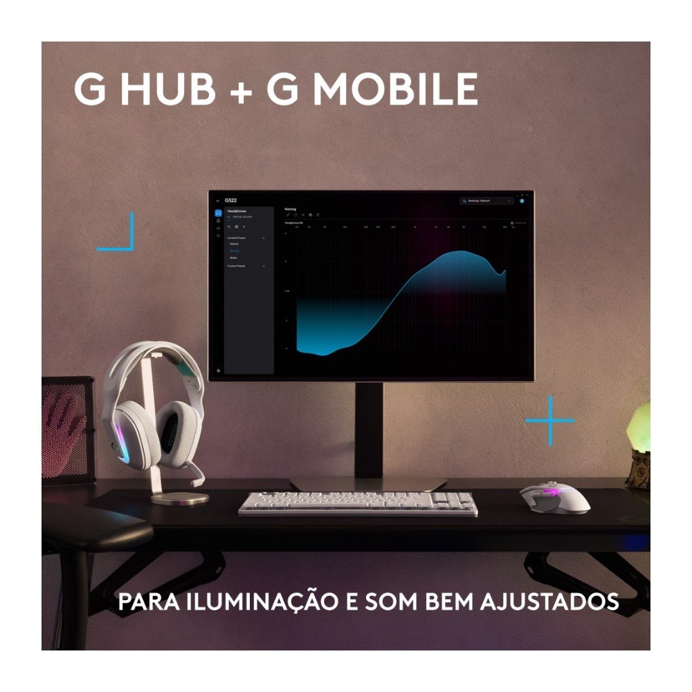 Headset Gamer Sem Fio ( Balão.info) G522 ( Balão.info) LIGHTSYNC, RGB, Conectividade Tripla ( Balão.info), Bluetooth e com Fio USB, Branco - 981-( Balão.info - foto 7