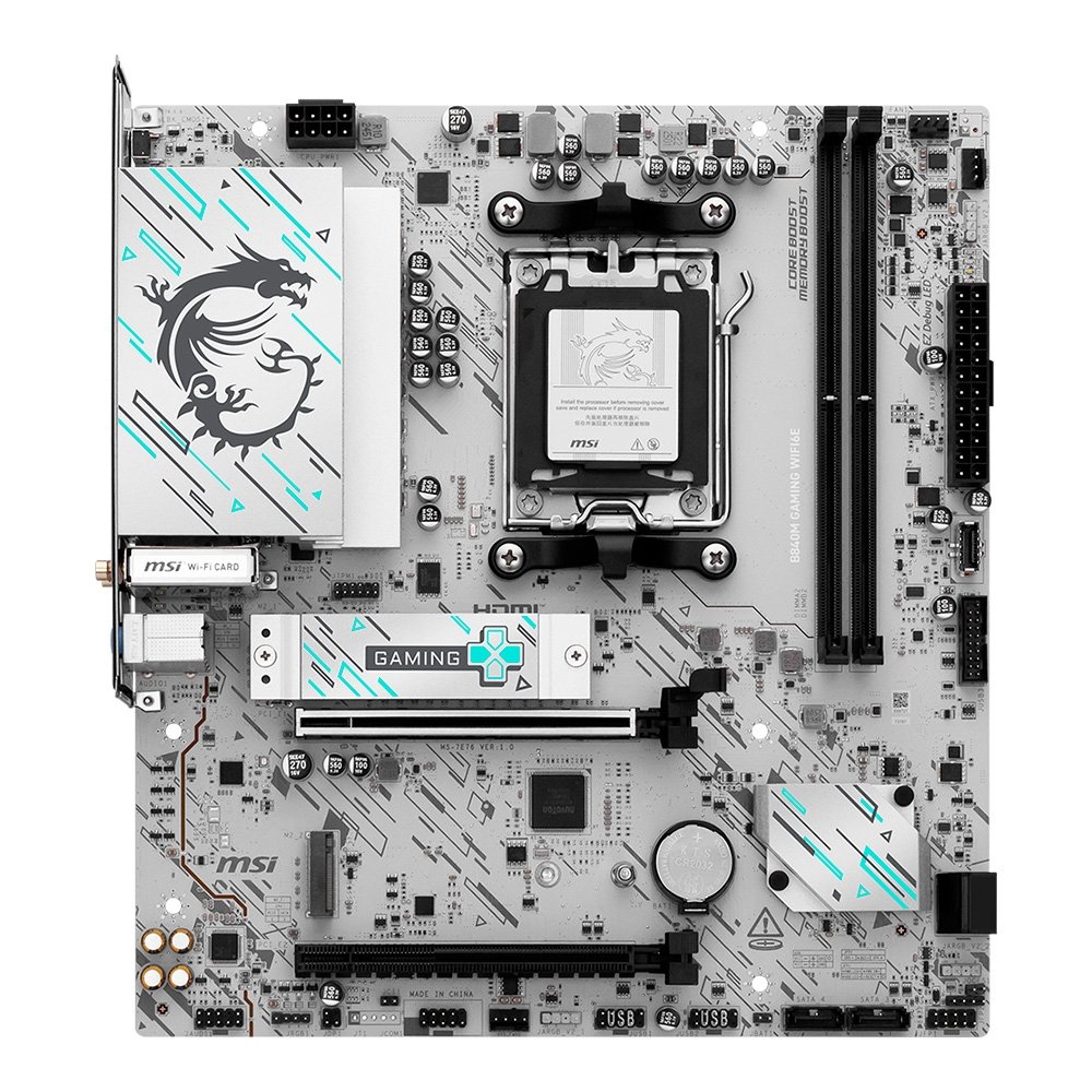 Placa Mãe MSI B840M GAMING WIFI6E, AMD AM5, DDR5, Bluetooth, Branco - B840M GAMING WIFI6E - view 4