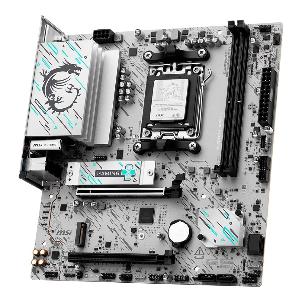 Placa Mãe MSI B840M GAMING WIFI6E, AMD AM5, DDR5, Bluetooth, Branco - B840M GAMING WIFI6E - view 3