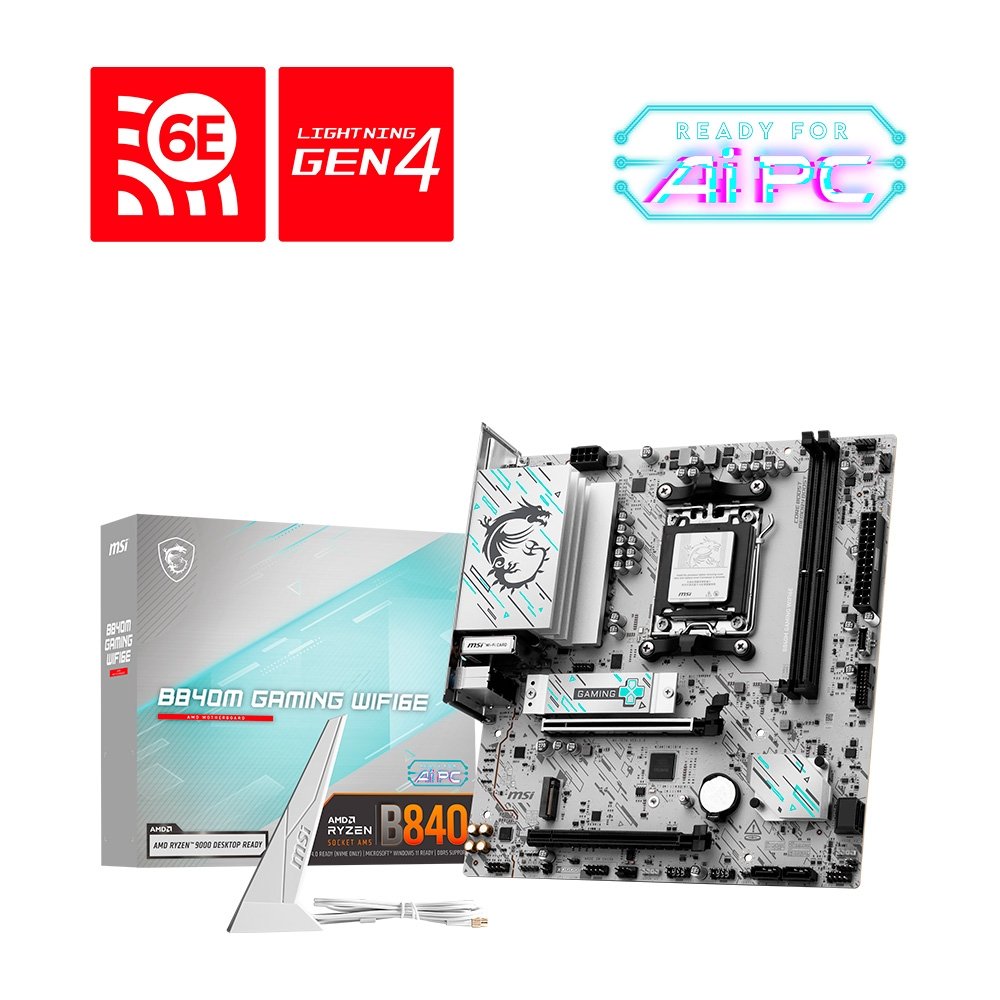 Placa Mãe MSI B840M GAMING WIFI6E, AMD AM5, DDR5, Bluetooth, Branco - B840M GAMING WIFI6E - view 2