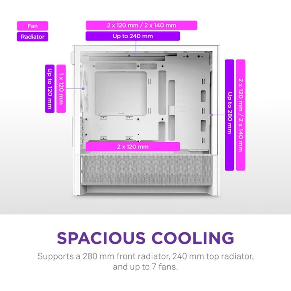 Gabinete Gamer NZXT H3 Flow, Mid Tower, micro-ATX, Lateral em Vidro, Branco CC-H31FW-01
