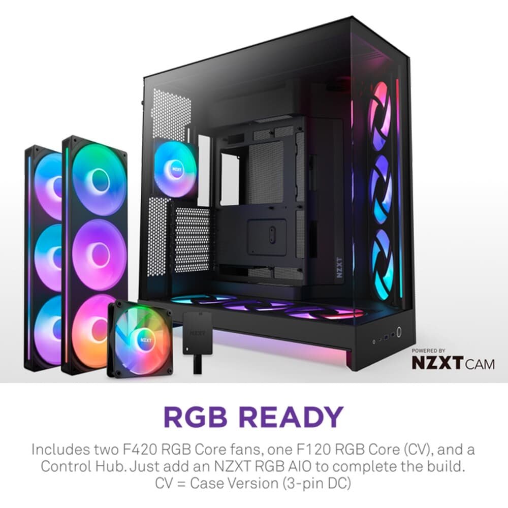 Gabinete Gamer ( Balão.info) H9 Flow RGB Plus (2025) Dual-Chamber, Mid Tower, ATX, Lateral em Vidro, Preto - CM-H92FB-P1 - view 2