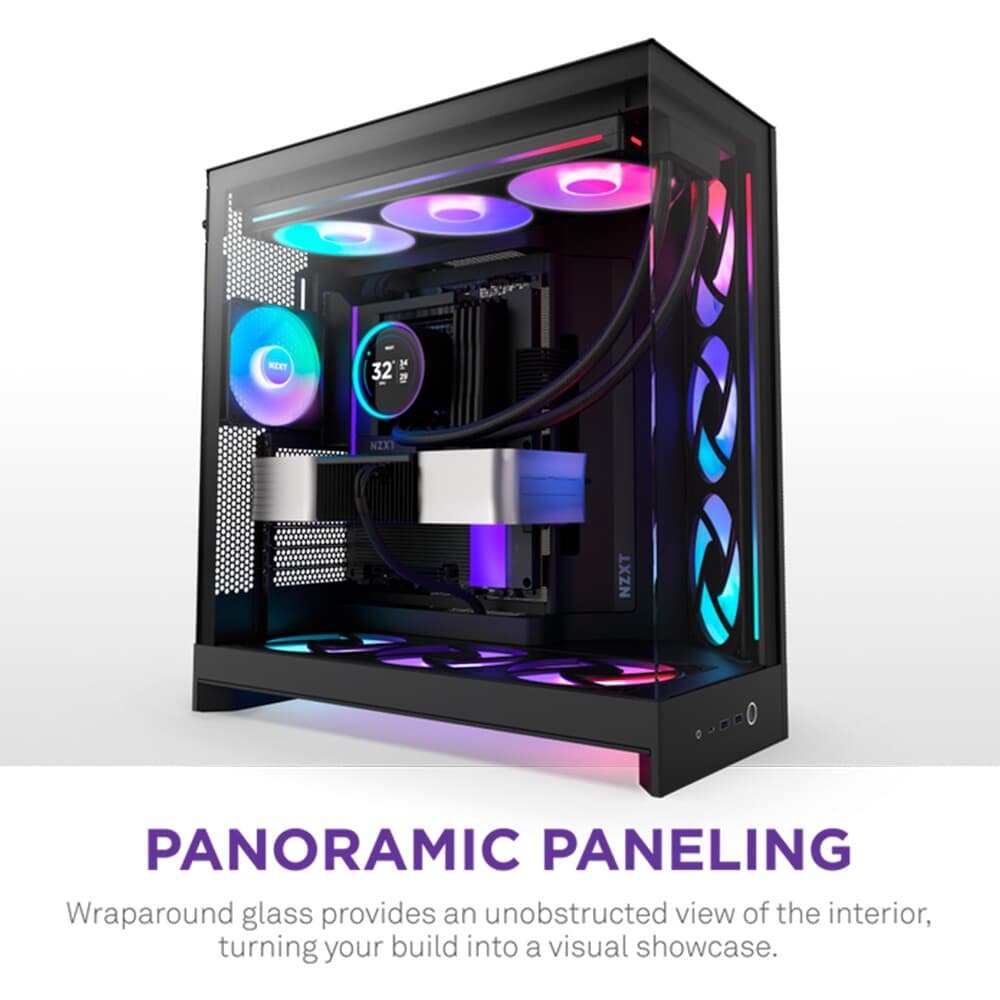 Gabinete Gamer ( Balão.info) H9 Flow RGB Plus (2025) Dual-Chamber, Mid Tower, ATX, Lateral em Vidro, Preto - CM-H92FB-P1 - view 7