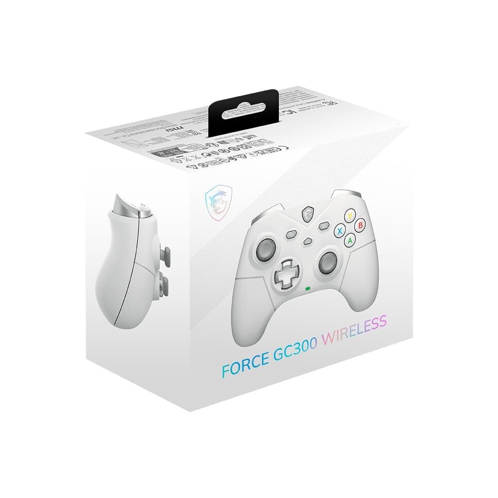 Imagem 7 de 10 do produto Controle Gamer Sem Fio MSI Force GC300 Wireless White, 2.4GHz, Bluetooth, USB2.0 Tipo-C, PC e Android, Branco - FORCEGC300WW