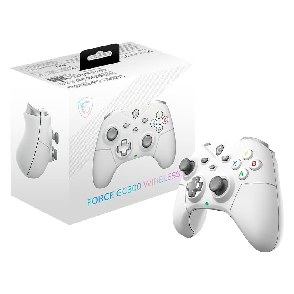 Imagem 9 de 10 do produto Controle Gamer Sem Fio MSI Force GC300 Wireless White, 2.4GHz, Bluetooth, USB2.0 Tipo-C, PC e Android, Branco - FORCEGC300WW