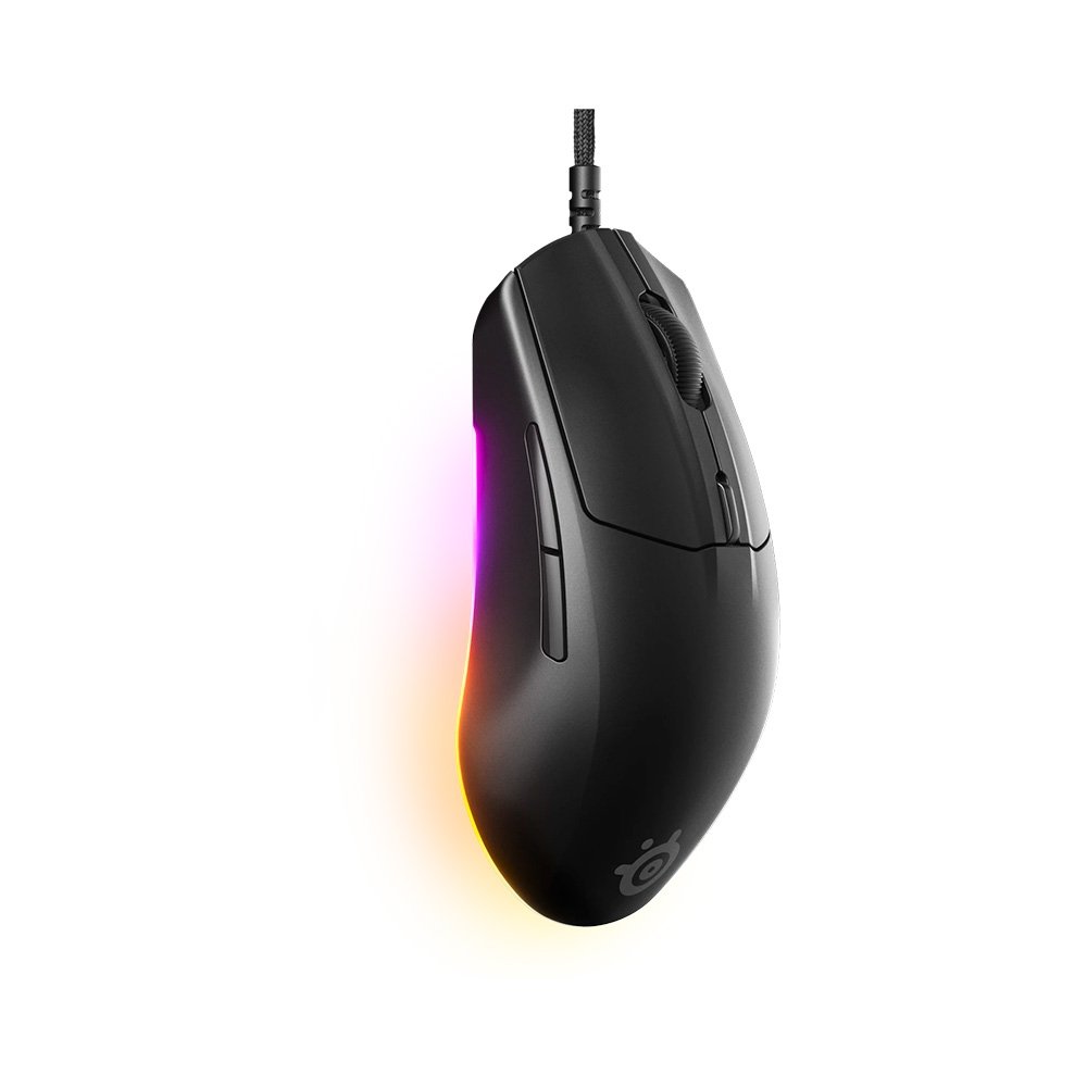 Imagem 1 de 6 do produto Mouse Gamer SteelSeries Rival 3 Gen 2, 8.5K DPI, RGB, Super Mesh Paracord, 60M Clicks, Preto - 62513