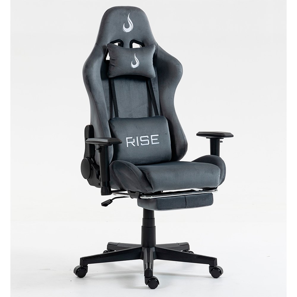 Cadeira Gamer Rise Mode X02, Ângulo Ajustável, Braço 2D, Apoio Para os Pés Retrátil, Cinza Fabric - RM-CG-X02-GR-FBC - view 2
