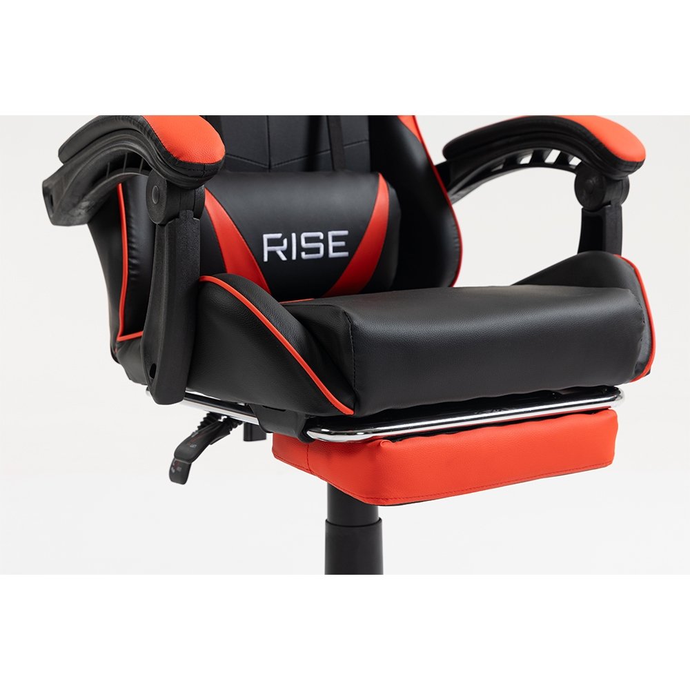 Imagem 10 de 16 do produto Cadeira Gamer Rise Mode X06, Ângulo Ajustável, Apoio Para os Pés Retrátil, Preto e Vermelho - RM-CG-X06-BR