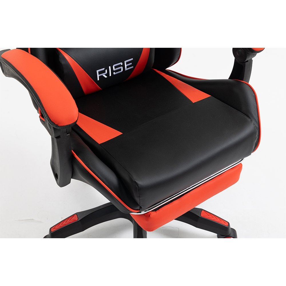 Imagem 9 de 16 do produto Cadeira Gamer Rise Mode X06, Ângulo Ajustável, Apoio Para os Pés Retrátil, Preto e Vermelho - RM-CG-X06-BR