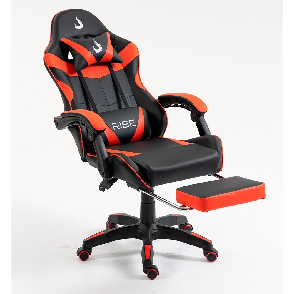 Imagem 5 de 16 do produto Cadeira Gamer Rise Mode X06, Ângulo Ajustável, Apoio Para os Pés Retrátil, Preto e Vermelho - RM-CG-X06-BR