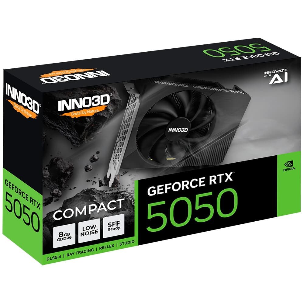 Imagem 3 de 3 do produto Placa de Vídeo Inno3D RTX 5050 COMPACT Nvidia GeForce. 8GB, GDDR6, 128bits, DLSS 4, Ray Tracing - N50501-08D6-174080N