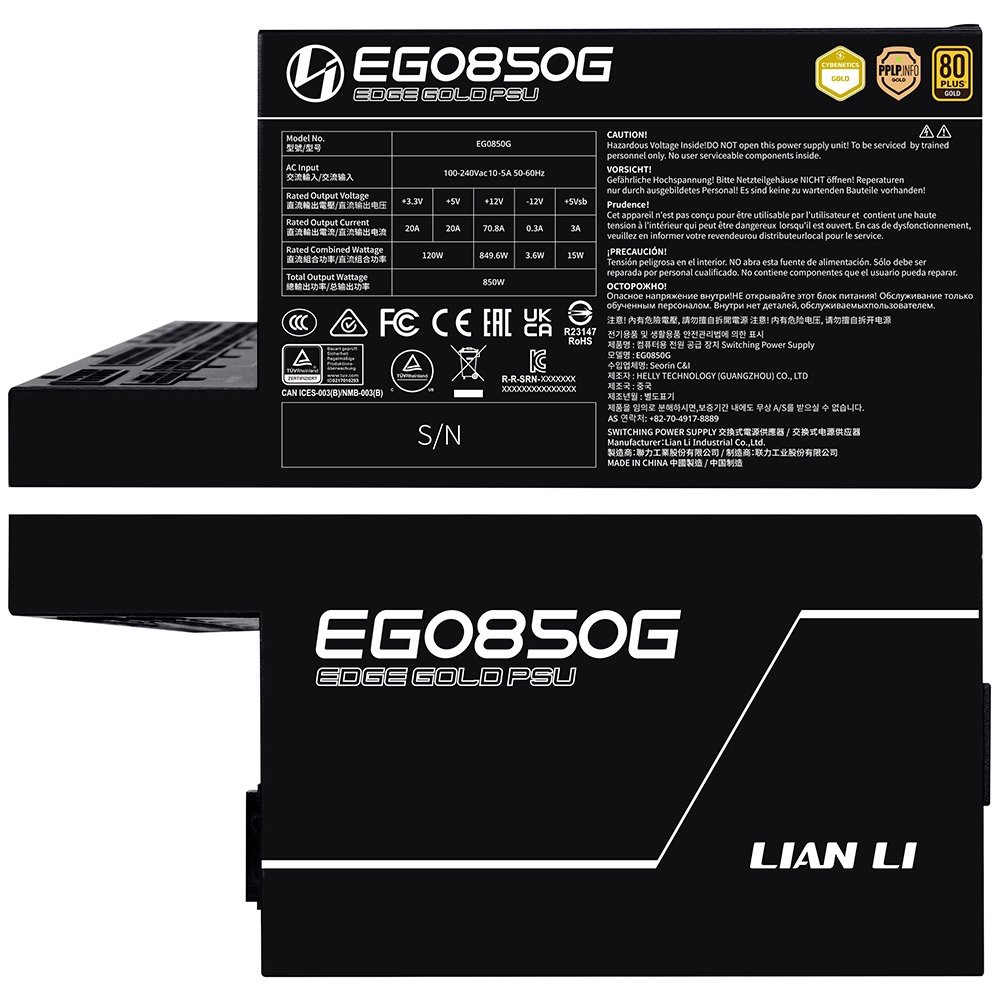 電源ユニット Lian Li LL-EDGE GOLD 850W BK EDGE GOLD - LIAN LI é um fornecedor líder de gabinetes para PC