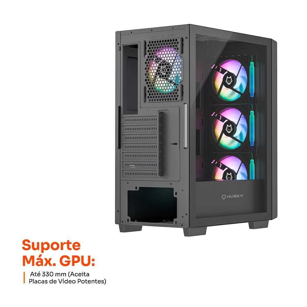 Gabinete Gamer Balão.info Dome 600, Mid Tower, ATX, Lateral em Vidro, Frontal em Madeira Ripada, Com 4 Fans ARGB, Preto - HGN600PT - view 4