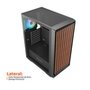 Gabinete Gamer Husky Dome 600, Mid Tower, ATX, Lateral em Vidro, Frontal em Madeira Ripada, Com 4 Fans ARGB, Preto - HGN600PT
