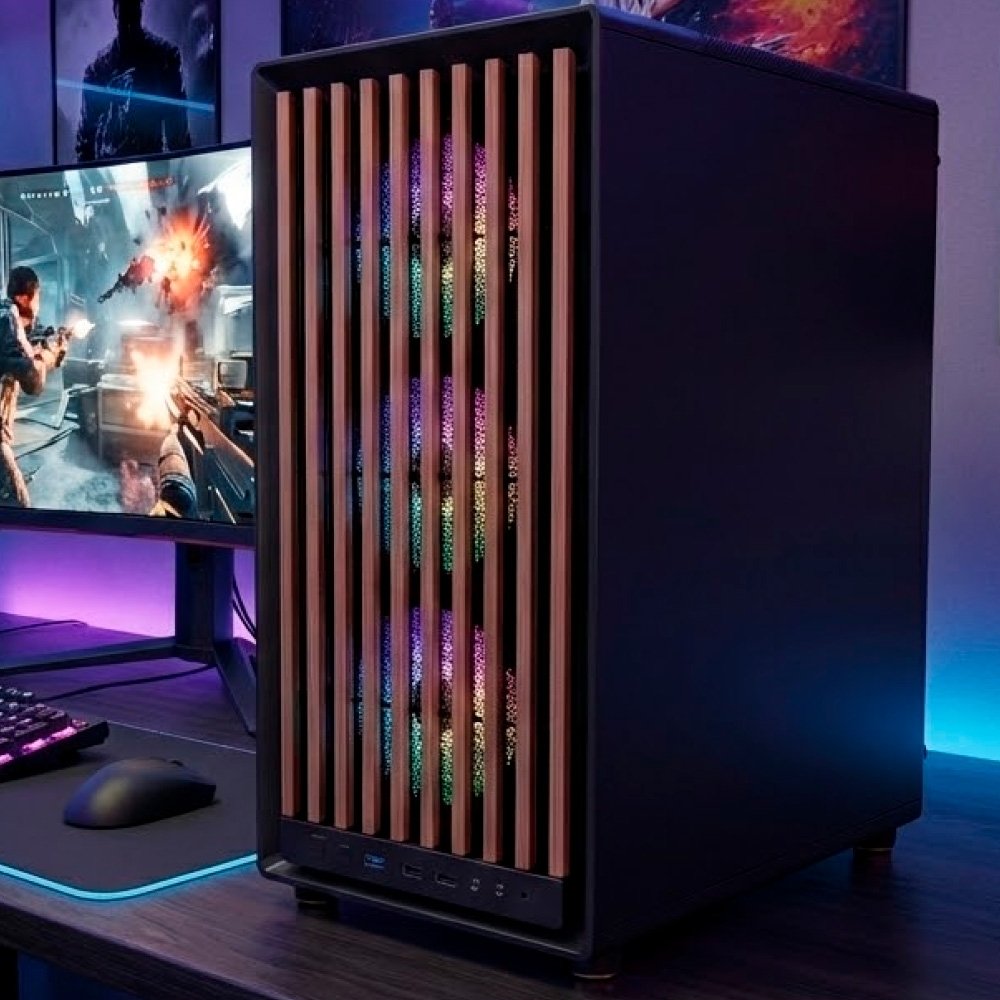 Gabinete Gamer Balão.info Dome 600, Mid Tower, ATX, Lateral em Vidro, Frontal em Madeira Ripada, Com 4 Fans ARGB, Preto - HGN600PT - view 2