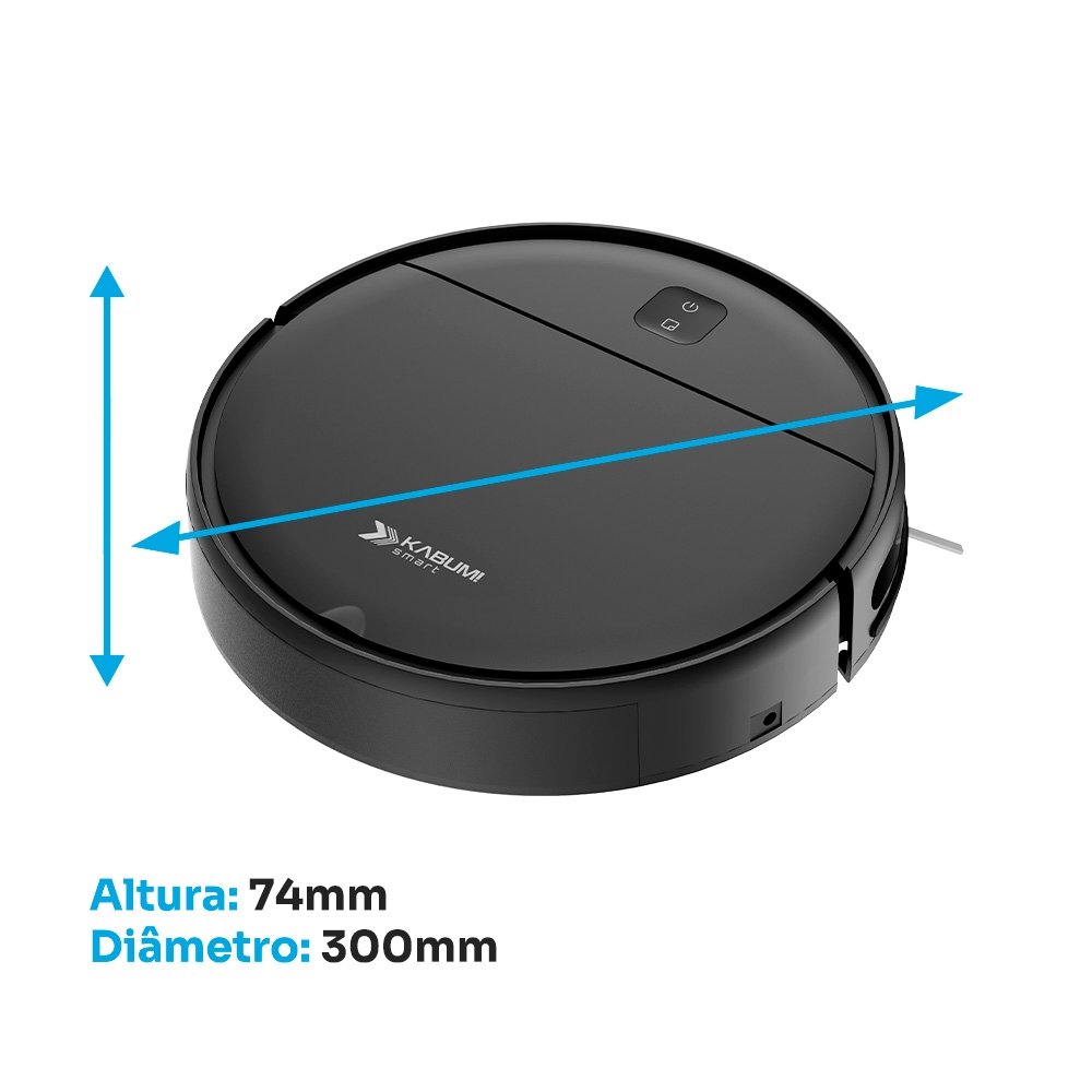 Imagem 3 de 7 do produto Robô Aspirador de Pó KABUM! smart K100 - Limpeza Autônoma Sem App, Design Slim, Até 90min, Sensor Antiqueda/Anticolisão, Bivolt - KSAR100PT